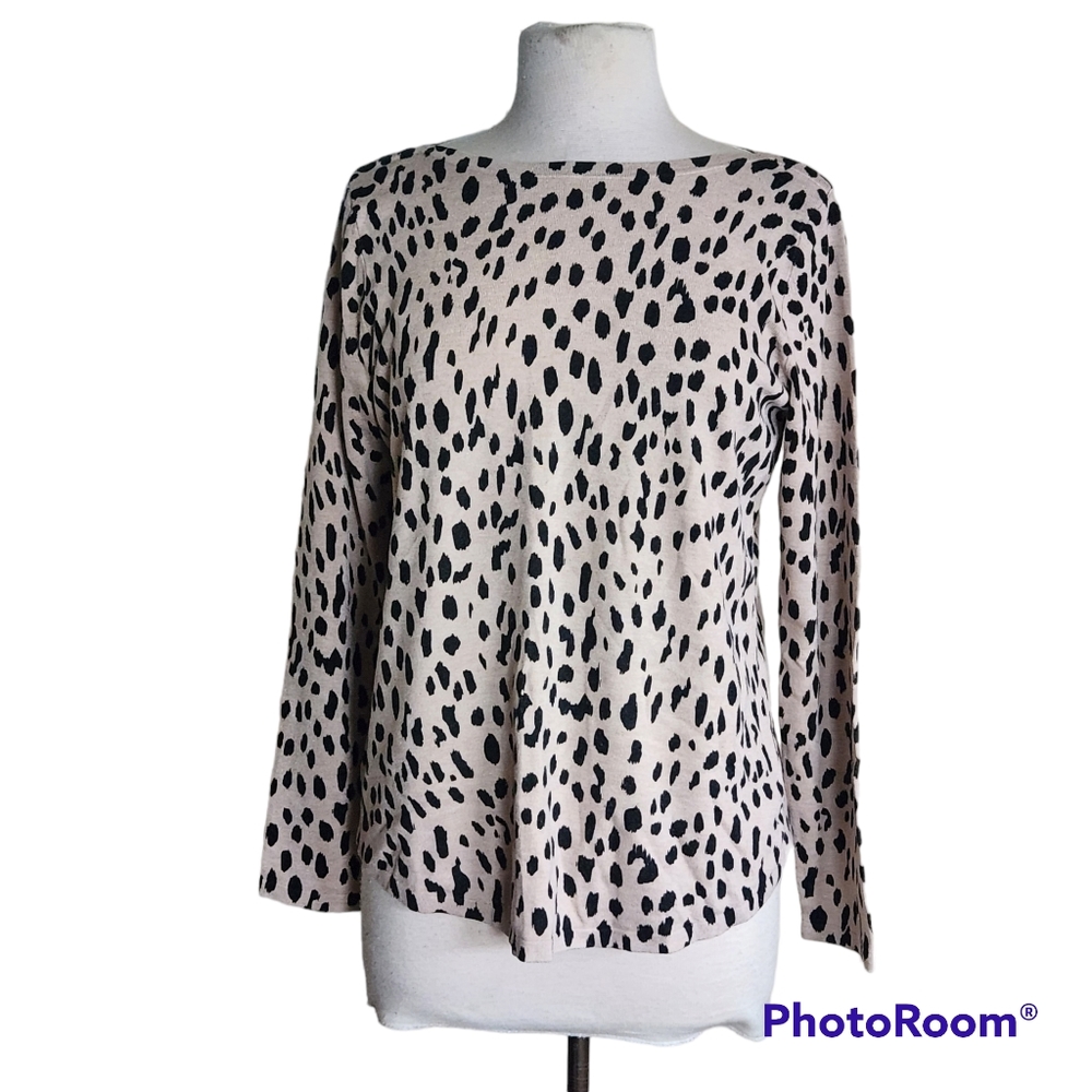 Chico's Black and Cream Patterned Sweater